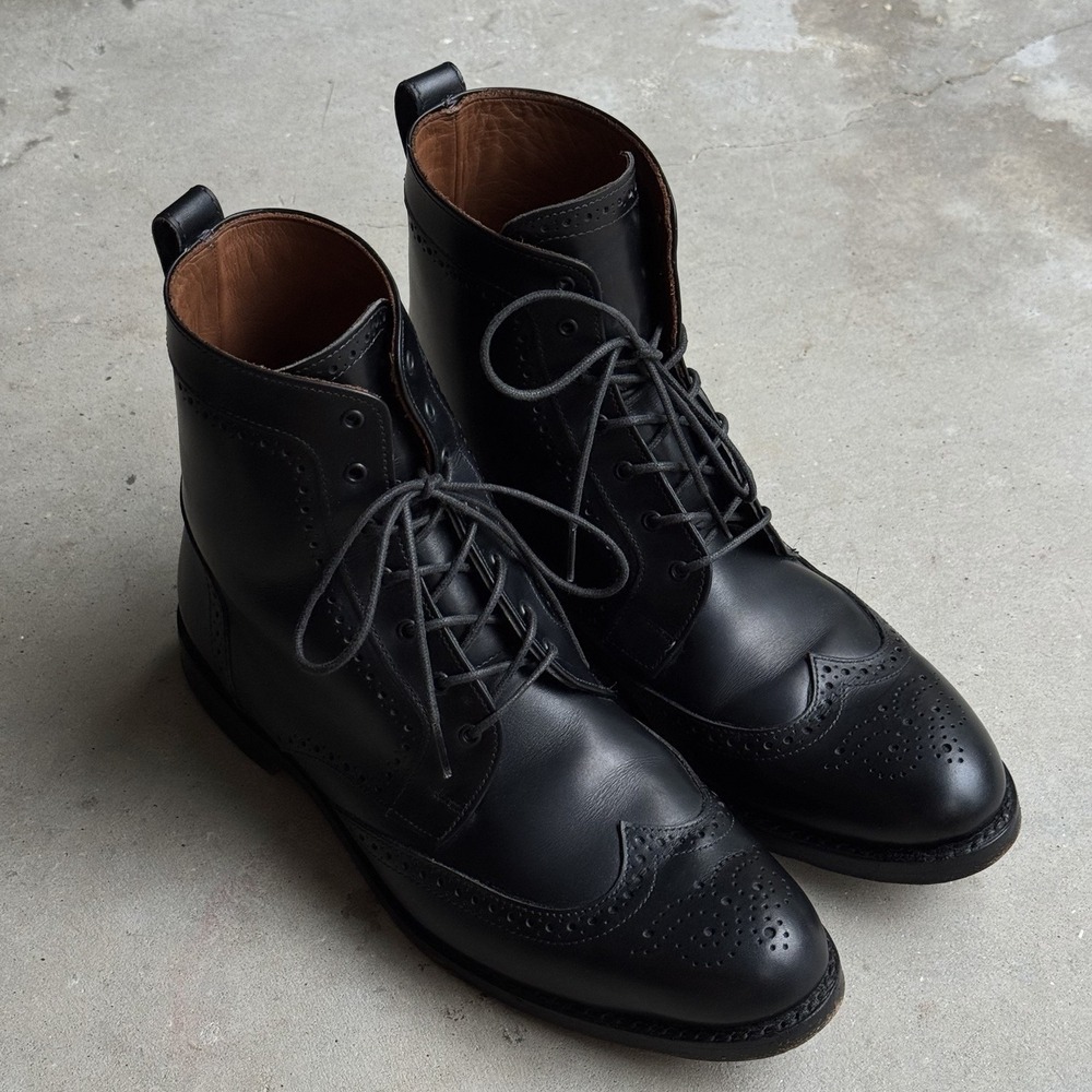 Allen Edmonds Dalton Wingtip Boots 10D Black Leather USA Goodyear Welt 020220M